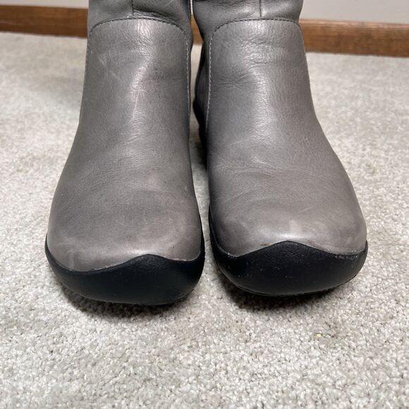 Keen Bern Baby Tall Riding Boots Women’s 7 Gray Leather Zipper Wedge Heels - Picture 7 of 16